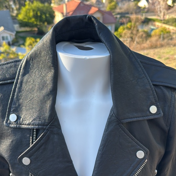 Seven for all mankind genuine leather black moto jacket soft M - Picture 6 of 11